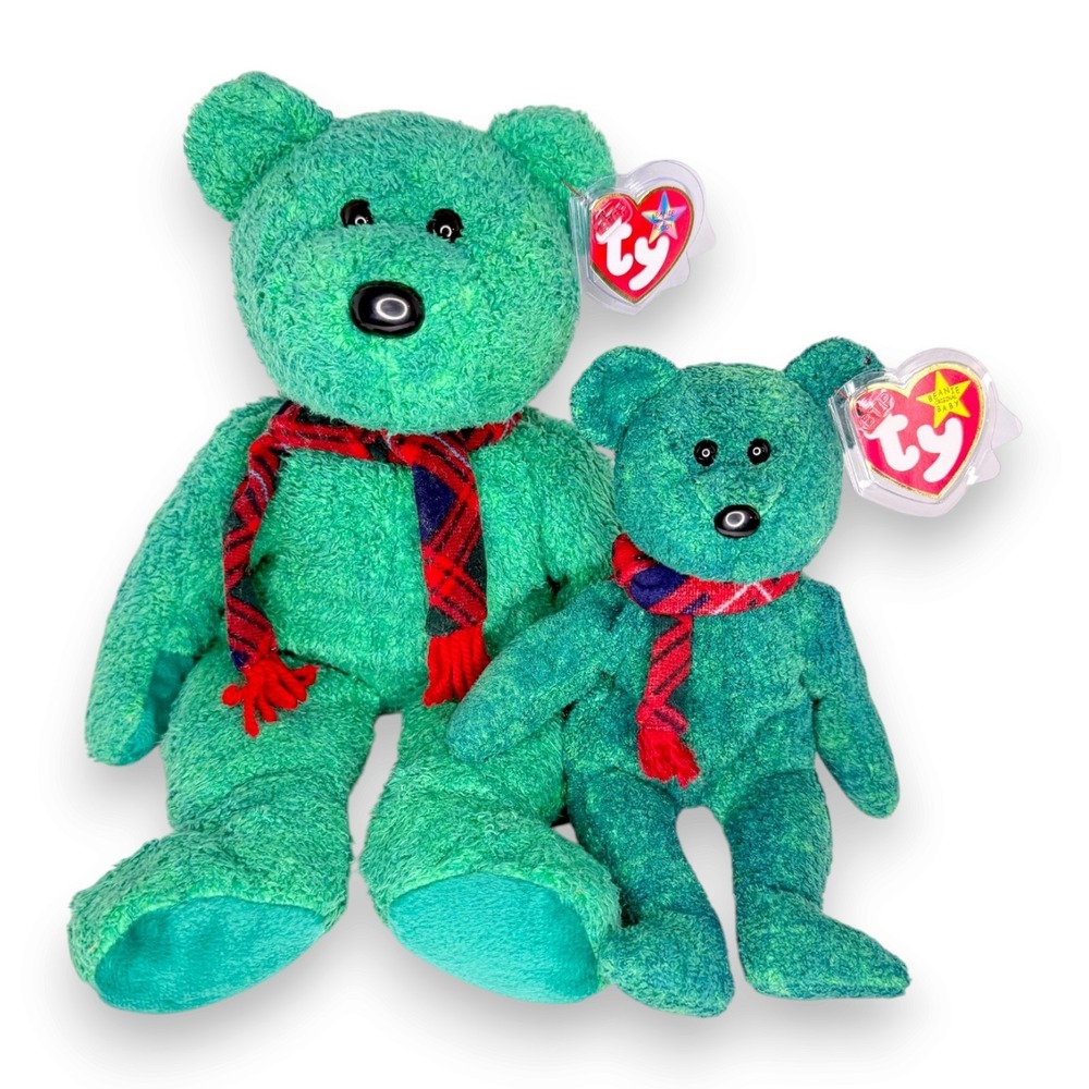 Wallace the Bear Duo | Tartan Holiday Bears | Mint Heart Tags TY Plush